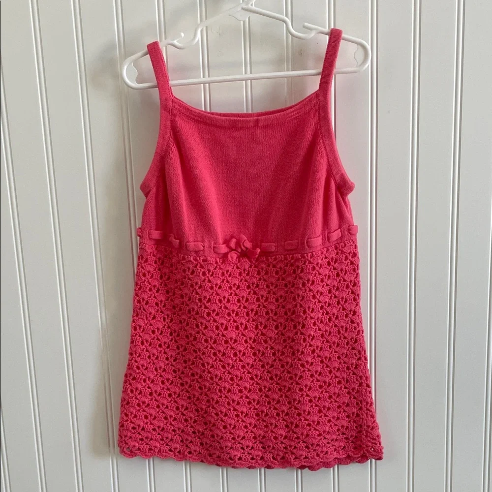 GYMBOREE GIRLS PINK CROCHETED KNIT TANK  SWEATER TOP SIZE 10